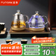 FUNORK全自動上水電熱水壺 茶臺燒水壺家用辦公茶桌一體機茶幾嵌入式茶具電茶爐套裝 金色雙加水蒸茶款