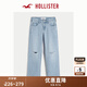HOLLISTER25春夏新款baggy風星星圖案破洞牛仔褲女裝KI355-5367 破洞款水洗 26 160/66A 2標準版