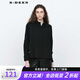 S.DEER圣迪奧女裝休閑襯衫領(lǐng)織帶拼接黑色長袖S21380503 黑色/91 M 165