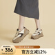 千百度（C.BANNER）厚底增高運動鞋德訓(xùn)鞋透氣時尚休閑鞋A24192705 棕色 36