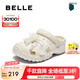 百麗（Belle）蝴蝶結(jié)公主風(fēng)洞洞鞋女2025夏新厚底增高包頭拖鞋B2654BT5 杏色 36 (230mm)