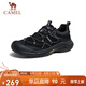 駱駝（CAMEL）踏山男士戶外登山復(fù)古皮面休閑低幫徒步鞋 G14A342696 夜黑色 42