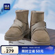 海瀾之家HLA雪地靴男士時尚加絨保暖高幫棉靴HAAMXM4CBP012 卡其色41