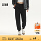 森馬（Semir）休閑褲女簡(jiǎn)約松緊腰長(zhǎng)褲ins潮秋季基礎(chǔ)純色束腳衛(wèi)褲顯瘦百搭 黑色90001 S