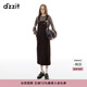 DZZIT地素【明星同款】半身裙2024冬季新款燈芯絨面料裙子女 黃褐色 M