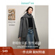 茵曼（INMAN）2025秋冬女新款 綿羊毛雙面呢外套女美拉德翻駁洋氣長款大衣上衣 深灰色-圍巾款 18448084 M