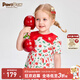 PawinPaw卡通小熊童裝夏季女寶滿(mǎn)印甜美洋氣純棉連衣裙 Red紅色/20 110
