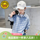 G.DUCKKIDS小黃鴨男童襯衣長(cháng)袖新款春夏兒童格子襯衫外套潮中大童寬松上衣 藍色 150 尺碼11~12歲【140-150cm】