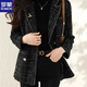 羅蒙（ROMON）夾棉加厚高級感小香風(fēng)外套女秋季2025新款女裝粗花呢西裝外套風(fēng)衣 黑色專(zhuān)柜高貨 L 105-118
