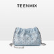 天美意（TEENMIX）女包牛仔布云朵包帶鉆鏈條包通勤實(shí)用斜挎包單肩包生日禮物送女友