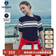 Navigare意大利小帆船女設(shè)計(jì)感翻領(lǐng)T恤條紋短袖針織衫2324525513 深藍(lán) M 