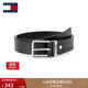 TOMMY JEANS男裝質(zhì)感牛皮光面針扣式簡(jiǎn)約小標商務(wù)休閑皮帶腰帶 黑色BDS 100cm