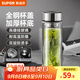 蘇泊爾（SUPOR）玻璃杯茶水分離男士水杯雙層高硼硅玻璃耐高溫大容量泡茶杯子禮物 行硯黑400mL