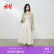 H&M女裝2025年夏季新款翻折領(lǐng)亞麻混紡襯衫休閑舒適上衣1213682 淺卡其綠 M 165/96