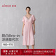 愛慕春夏睡美人睡衣女柔軟莫代爾短袖帶胸墊家居睡裙AM44A851 慕斯粉37L M 165