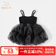 班喜迪女童夏裝連衣裙洋氣兒童公主裙子周歲寶寶禮服夏季小童吊帶蓬蓬裙 黑色 110