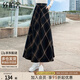 絲柏舍2024秋冬新款女士時(shí)尚簡(jiǎn)約寬松長(zhǎng)款A(yù)字高腰格子半身裙