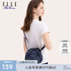 ELLE ACTIVE精致提花小巧斜挎包女潮流小眾休閑逛街斜挎包水桶包 牛仔藍