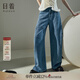 日著原創(chuàng)設(shè)計(jì)女裝淺藍(lán)色牛仔褲2024夏季新款水洗寬松復(fù)古回潮直筒褲女 氣球藍(lán) L