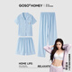 香蜜閨秀（GOSO）【涼感型】凱蒂貓睡衣三件套夏季短袖短褲長褲卡通女士家居服外穿 3314-藍(lán)色凱蒂貓 3件套 L （建議100-120斤）