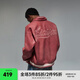CHINISM  CH赤塵復古翻領PU皮巖紋夾克男裝潮流美式高街情侶棒球服外套 紅色 M （推薦 100-120斤）
