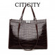 CITICITY奢侈品牌包包女包手提包大容量2025新款時(shí)尚鱷魚(yú)紋通勤包單肩包 咖啡色(精美禮盒)