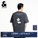杰克·瓊斯（JACK&JONES）男裝25年棉質(zhì)涼感短袖T恤男士夏季潮流寬松卡通熊貓印花半袖t恤 E44黑砂色 寬松版，卡碼拍小 L 180