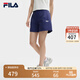 FILA 楊冪同款|斐樂官方女裝梭織短褲2025夏季新款時尚簡約休閑三分褲 燈塔藍-BU M 165/66A/M