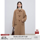 自巧小個子韓版牛角扣全羊毛雙面呢大衣女2024冬新款中長毛呢外套 花駝色 XS (2碼)