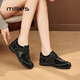 妙麗（Millies）高端復古德訓鞋女平底內增高阿甘鞋女百搭休閑運動(dòng)鞋女 黑色 37