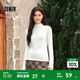 森馬（Semir）長(zhǎng)袖t恤女短款半高領(lǐng)薄絨輕暖打底衫2024冬新款純色修身抓絨內(nèi)搭 奶白10534 M