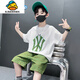G.DUCKKIDS兒童裝男童夏裝套裝2025新款夏季薄款中大童運動(dòng)男孩夏款酷帥氣潮 白色 160 cm