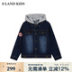 E·LAND KIDS衣戀男女童牛仔外套冬季新品撞色貼布繡外套 D/Indigo深靛藍色/57 170 cm