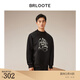巴魯特（Brloote）衛(wèi)衣男套頭時(shí)尚印花寬松舒適彈力長袖T恤秋冬 黑色 175/96A