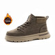 JEEP吉普戶(hù)外馬丁靴舒適男靴子棉鞋耐磨皮鞋男鞋防滑大黃靴加絨雪地靴 深卡其(加絨) 42