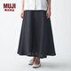 無(wú)印良品 MUJI 女式 法國亞麻 寬擺裙 BEK03C1S 深灰色 L