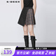 S.DEER【專享款】圣迪奧春秋季女學(xué)院風(fēng)格紋字母拼接百褶短裙S21361306 灰土黃/19 S 160