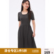 獨束大碼女裝【束型系列】方領(lǐng)針織修身連衣裙2025夏新款拼接裙子 灰色 XL （尺碼：3）