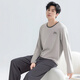 頂瓜瓜頂呱呱睡衣男士純棉春夏圓領(lǐng)長(cháng)袖可外穿家居服套裝男月疏灰185