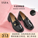 他她（TATA）氣質粗跟單鞋女鞋白色英倫樂福鞋小皮鞋秋新7A520CA4 黑色 37