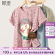 她池短袖T恤2025夏裝新款女裝減齡趣味印花正肩圓領(lǐng)寬松上衣