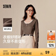 森馬長(zhǎng)袖T恤女短款撞色打底衫簡(jiǎn)約風(fēng)秋季假兩件修身衣服顯瘦百搭 深咖啡50954 L