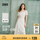 森馬（Semir）連衣裙女設(shè)計感重工繡花夏2025花邊翻領(lǐng)泡泡袖小白裙107425114041