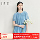 菲妮迪（FINITY）雪紡衫2025年夏季新款簡約氣質(zhì)條紋設(shè)計感短袖上衣女 藍色 L