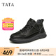 他她（TATA）英倫復(fù)古高幫板鞋男士真皮休閑厚底馬丁靴冬商場同款OBM01DD3 黑色 40