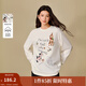 茵曼（INMAN）2025秋冬女裝新款 趣味萌寵印花磨毛T恤寬松長(zhǎng)袖中長(zhǎng)款上衣  米白色 M