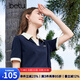 百圖betu女裝春夏新款T恤時(shí)髦拼色polo領(lǐng)寬松百搭T恤女2403T15 寶蘭 M