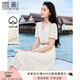香影v領(lǐng)連衣裙女2025夏季新款純棉鏤空米白溫柔風(fēng)收腰泡泡袖裙子 米色 M