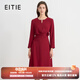 愛特愛（EITIE）精致紅玫瑰氣質(zhì)收腰長袖連衣裙2025秋季新款紅色A字裙C2507834 龐貝紅61 L (165)