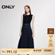 ONLY【七夕禮物】時尚針織牛仔拼接修身長裙連衣裙女|125242014 J37 1000洗水藍牛仔 XL